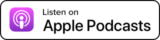 A rectangular badge with a purple Apple Podcasts icon and the words "Listen on Apple Podcasts" in black text on a white background.