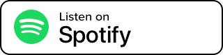 A rectangular button with the Spotify logo on the left and the text "Listen on Spotify" on the right. The background is white with a black border.